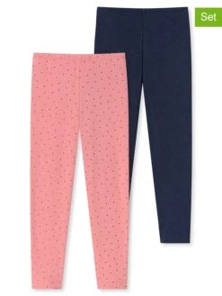 Schiesser 2er-Set: Leggings In Rosa/ Dunkelblau