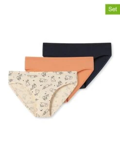 Schiesser 3er-Set: Slips In Creme/ Orange/ Anthrazit