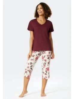 Schiesser Pyjama In Pflaume/ Creme -Trendiges Bekleidungsgeschäft schiesser pyjama in pflaume creme 2