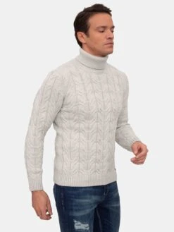Rollkragenpullover "Ripon" In Creme -Trendiges Bekleidungsgeschäft sir raymond tailor rollkragenpullover ripon in creme 2