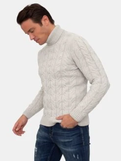 Rollkragenpullover "Ripon" In Creme -Trendiges Bekleidungsgeschäft sir raymond tailor rollkragenpullover ripon in creme 3