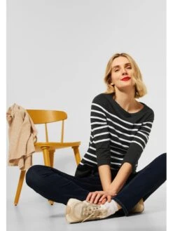 STREET ONE Longsleeve In Schwarz/ Weiß 9 STREET ONE Longsleeve In Schwarz/ Weiß -Trendiges Bekleidungsgeschäft street one longsleeve in schwarz weiss 2