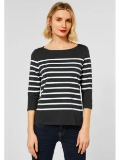 STREET ONE Longsleeve In Schwarz/ Weiß