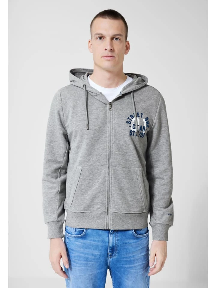 STREET ONE Sweatjacke In Grau/ Dunkelblau 4 STREET ONE Sweatjacke In Grau/ Dunkelblau – Bild 2