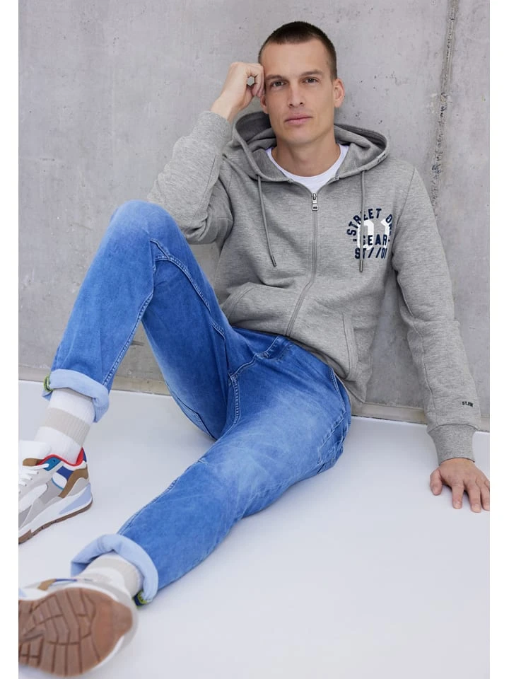 STREET ONE Sweatjacke In Grau/ Dunkelblau 5 STREET ONE Sweatjacke In Grau/ Dunkelblau – Bild 3