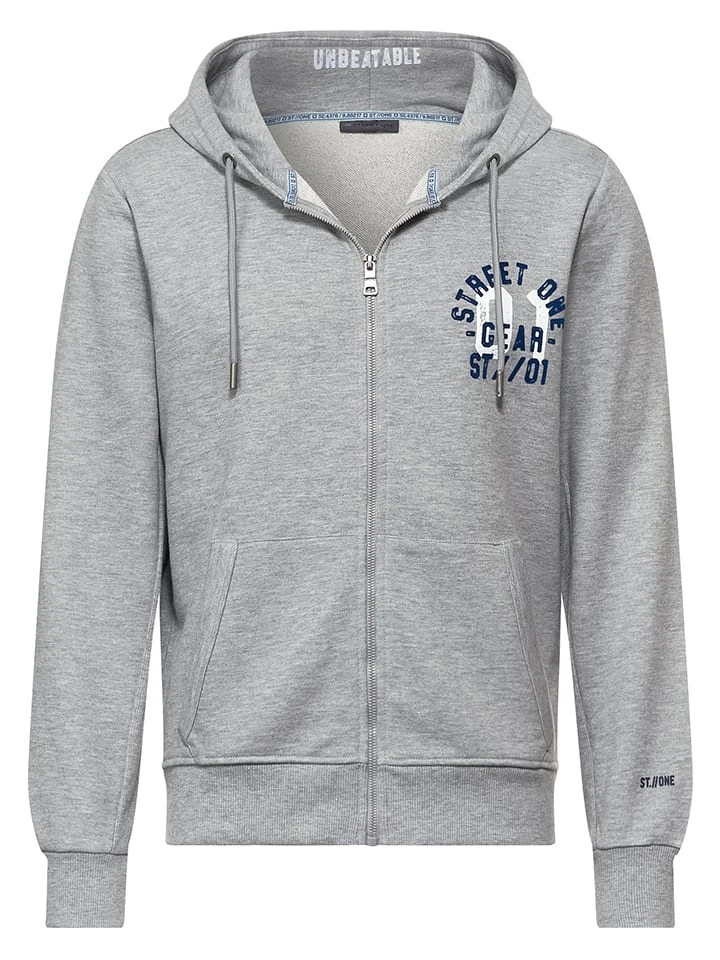 STREET ONE Sweatjacke In Grau/ Dunkelblau 6 STREET ONE Sweatjacke In Grau/ Dunkelblau – Bild 4