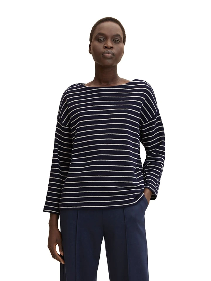 Tom Tailor Sweatshirt In Dunkelblau/ Weiß 4 Tom Tailor Sweatshirt In Dunkelblau/ Weiß – Bild 2