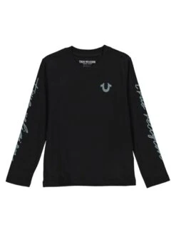 True Religion Longsleeve "TR Script LS Crew" In Schwarz