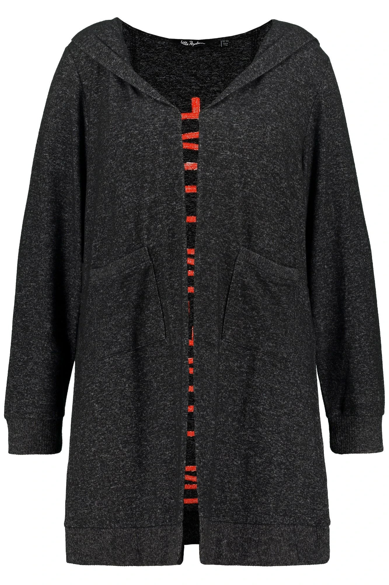 Ulla Popken Sweatjacke Rücken-Stickerei Offene A-Linie Kapuze In Anthrazit 4 Ulla Popken Sweatjacke Rücken-Stickerei Offene A-Linie Kapuze In Anthrazit – Bild 2
