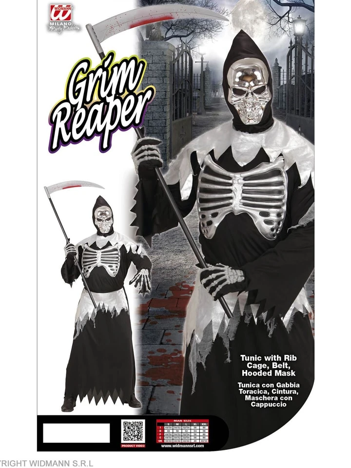 WIDMANN 3tlg. Kostüm "GRIM REAPER" In Schwarz/ Weiß 4 WIDMANN 3tlg. Kostüm "GRIM REAPER" In Schwarz/ Weiß – Bild 2