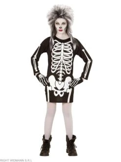 WIDMANN Kostümkleid "SKELETT" In Schwarz/ Weiß